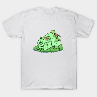 Bubbles the Bear Lounging with Frog Friends T-Shirt